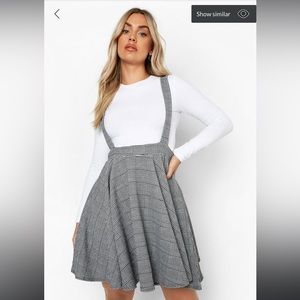 💥 BooHoo Plus Dogtooth Check Pinafore Skirt